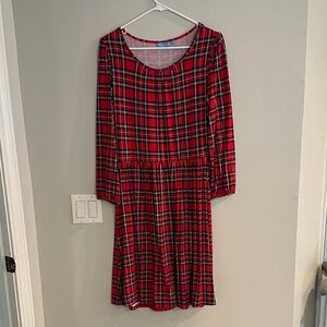 Draper James Red Plaid Long Sleeve Dress
